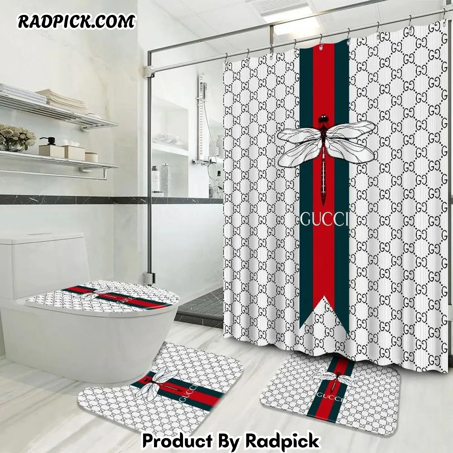 Gucci bathroom set luxury shower curtain waterproof luxury brand with logo gucci 18 161 bathroom set rp387807